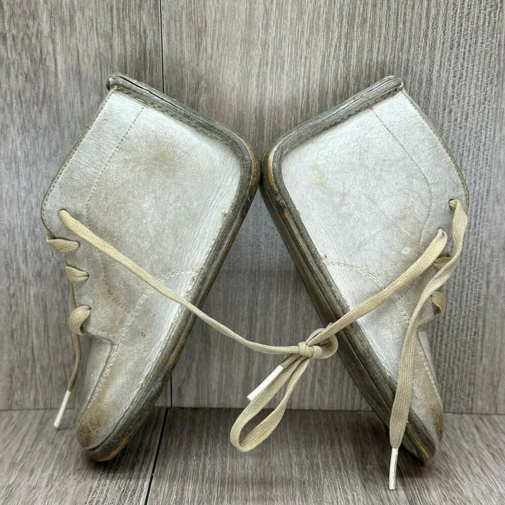 VTG Jumping Jacks Boots Youth Size 2 Moccasin High Top Leather Off White